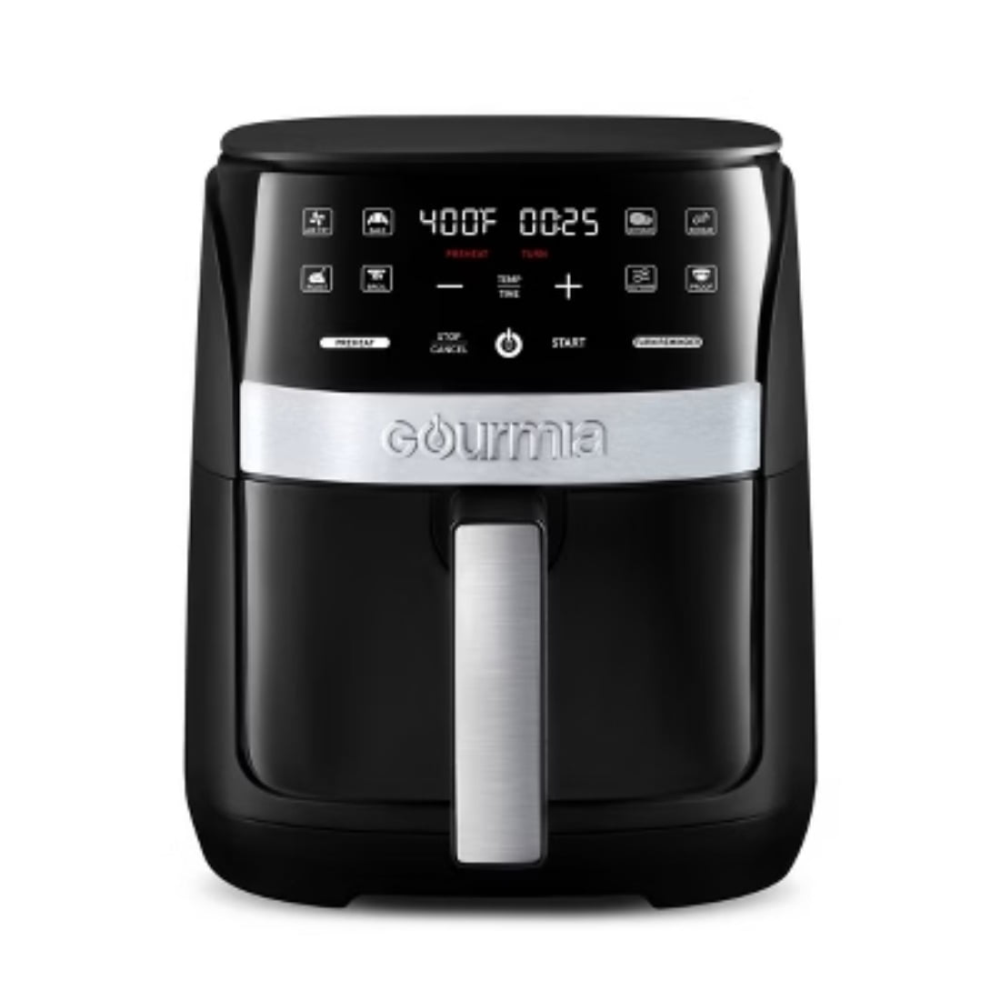 3qt Air Fryer with Guided Cooking Prompts, Black/Stainless Steel Finish, 8 One-Touch Functions