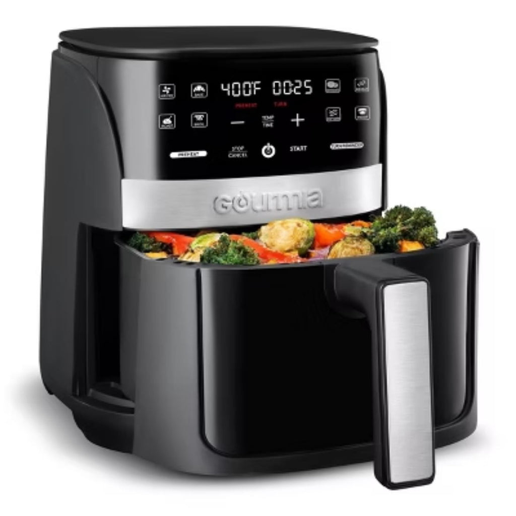 3qt Air Fryer with Guided Cooking Prompts, Black/Stainless Steel Finish, 8 One-Touch Functions