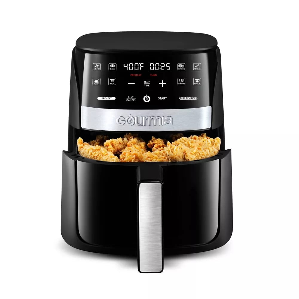 3qt Air Fryer with Guided Cooking Prompts Black/Stainless Steel Finish