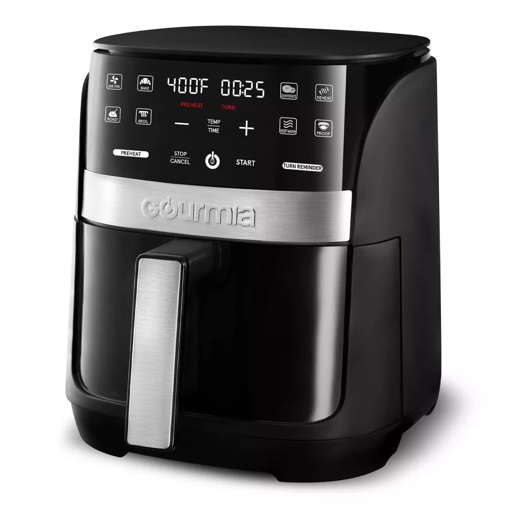 3qt Air Fryer with Guided Cooking Prompts Black/Stainless Steel Finish