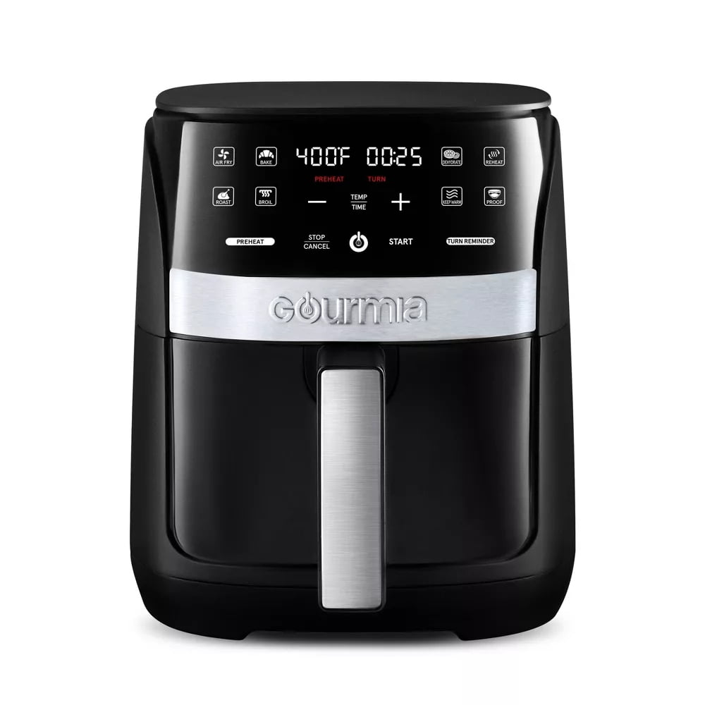3qt Air Fryer with Guided Cooking Prompts Black/Stainless Steel Finish