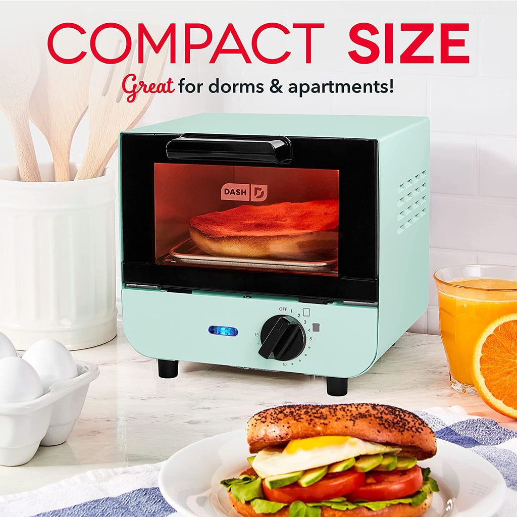 Mini Toaster Oven Cooker for Bread, Bagels, Cookies, Pizza, Paninis &amp; More with Baking Tray, Rack, Auto Shut Off Feature -