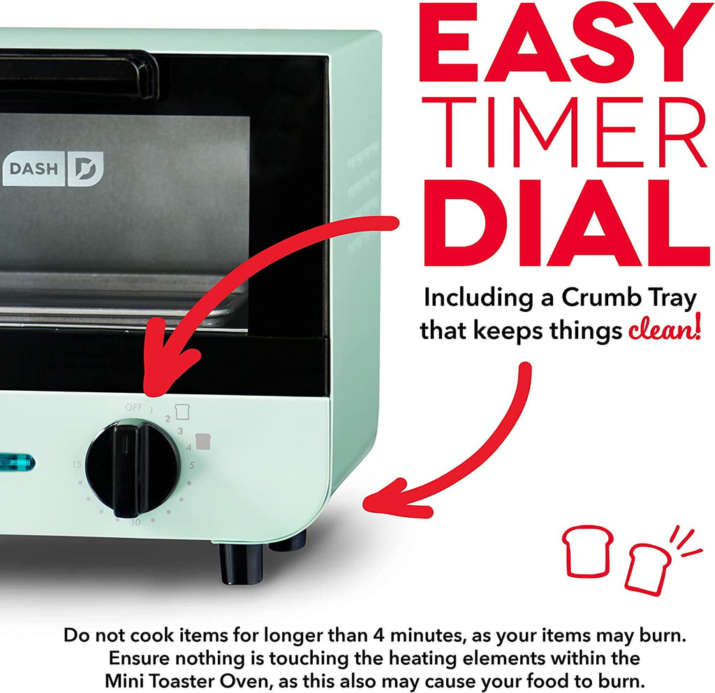 Mini Toaster Oven Cooker for Bread, Bagels, Cookies, Pizza, Paninis &amp; More with Baking Tray, Rack, Auto Shut Off Feature -