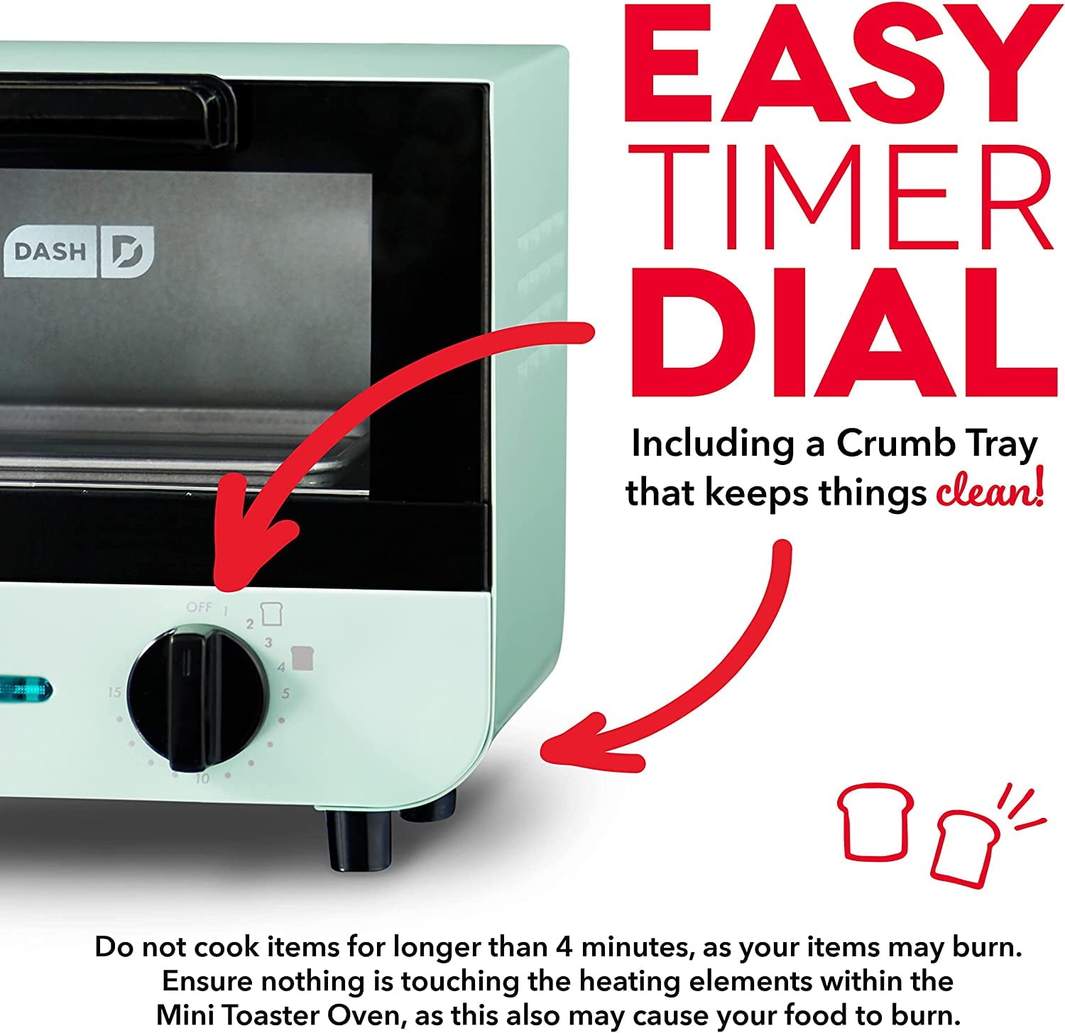 Mini Toaster Oven Cooker for Bread, Bagels, Cookies, Pizza, Paninis &amp; More with Baking Tray, Rack, Auto Shut Off Feature -