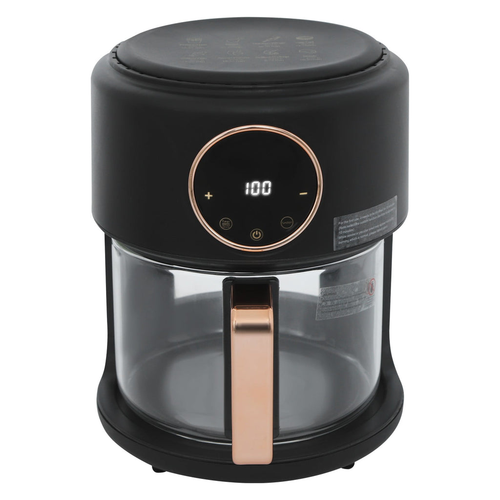 Air Fryer, 4.2-1200w Powerful Air Fryer Roaster W/Grill, 360° Viewable &amp; Touch Screen, 8 Preset Modes, Temp Range 176 ° F To 392 ° F For Home Kitchens, Restaurants (Black)