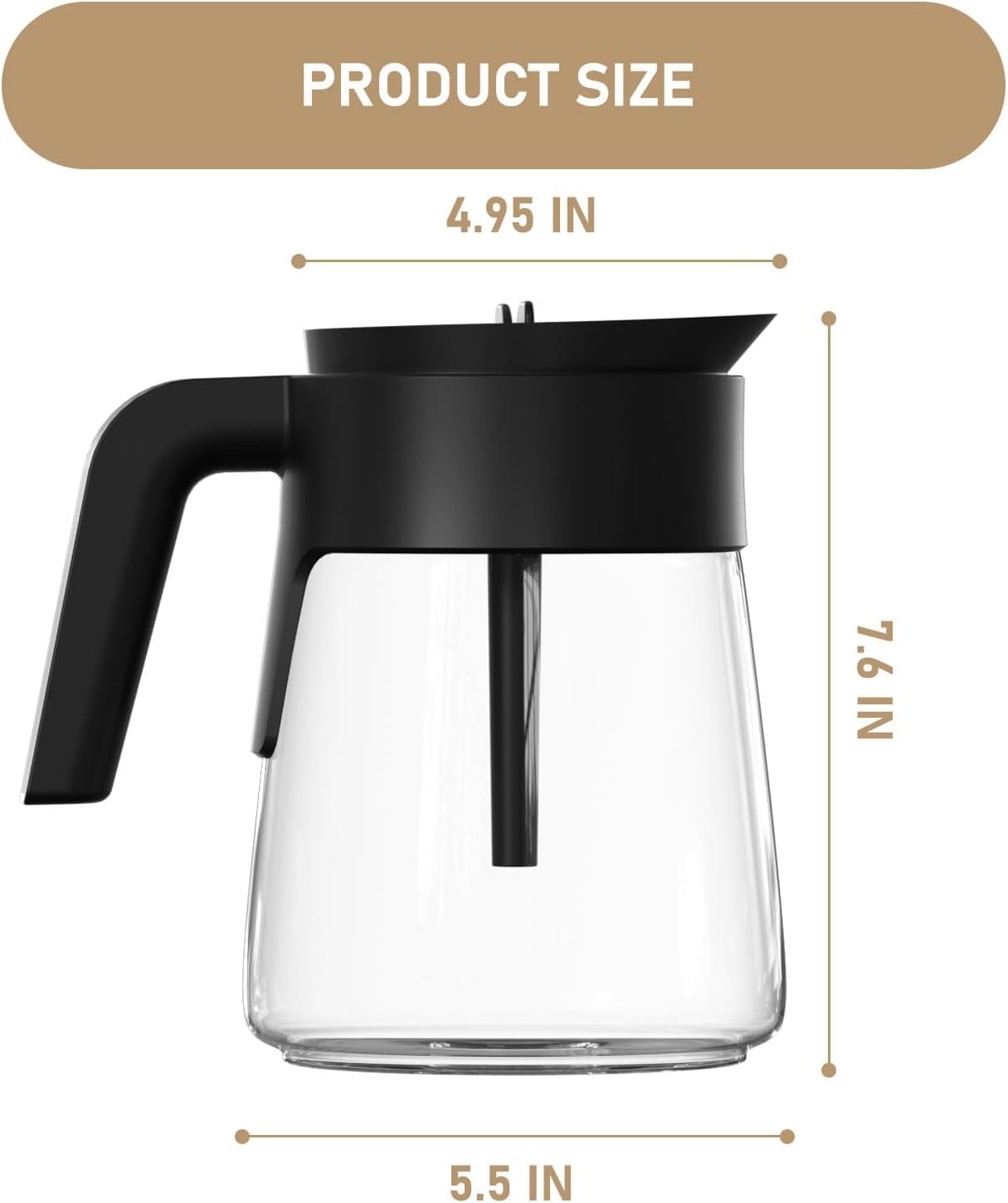12-Cups Coffee Maker Carafe Replacement Pot Compatible with Ninja Coffee Maker CFP101 CFP201 CFP301 CFN601 CM401 CFP200 CFP250A CFP300 CFP305 CFP307 CFN602 CM400 CM401 CF090 CF091 CF092