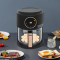 4.2L Cylinder Black Glass Air Fryer 360° Viewable Airy Fryer Tabletop for Home Kitchens Restaurants Family Gatherings