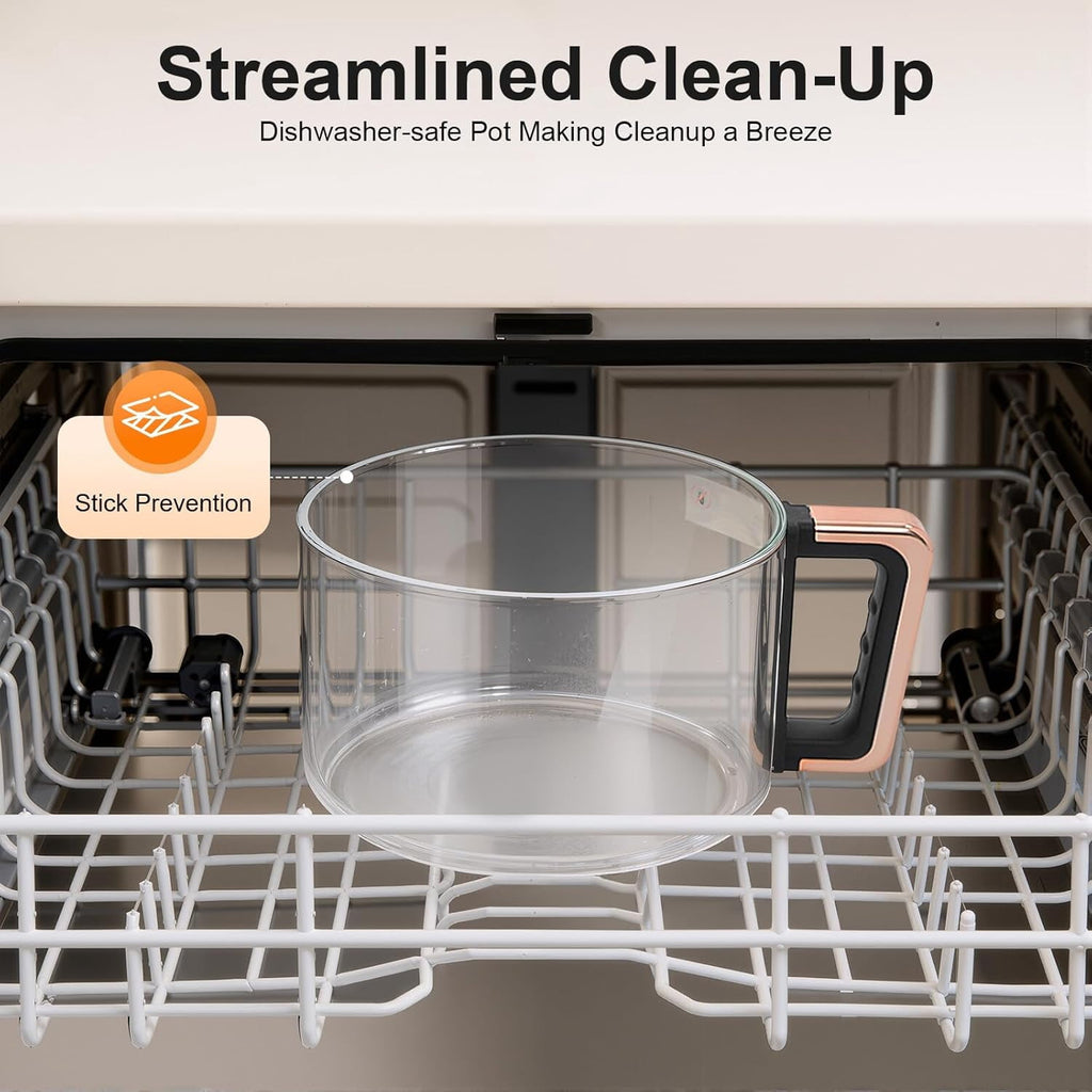 1200W Glass Air Fryer, 3.81QT Cylinder Air Fryer Adjustable Temp 175F - 400F 60 Min Timer 360°Viewable Glass Basket Digital Display and 8 Presets Oil-Free Cooker for Family/Outdoor Use (White)