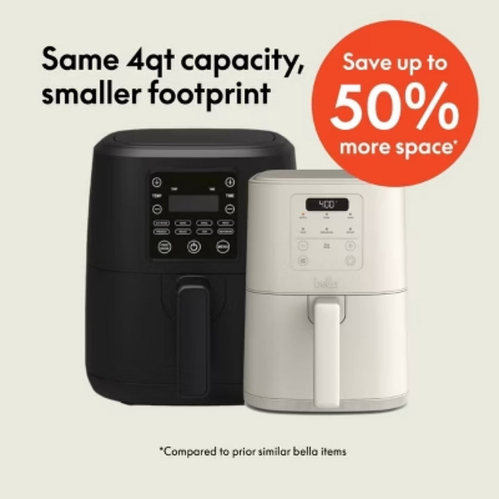 4qt Slim Air Fryer, 1300 Watts, 128 Ounces Capacity, 11.14x8.22x14.56 Inches, 7.27 Pounds
