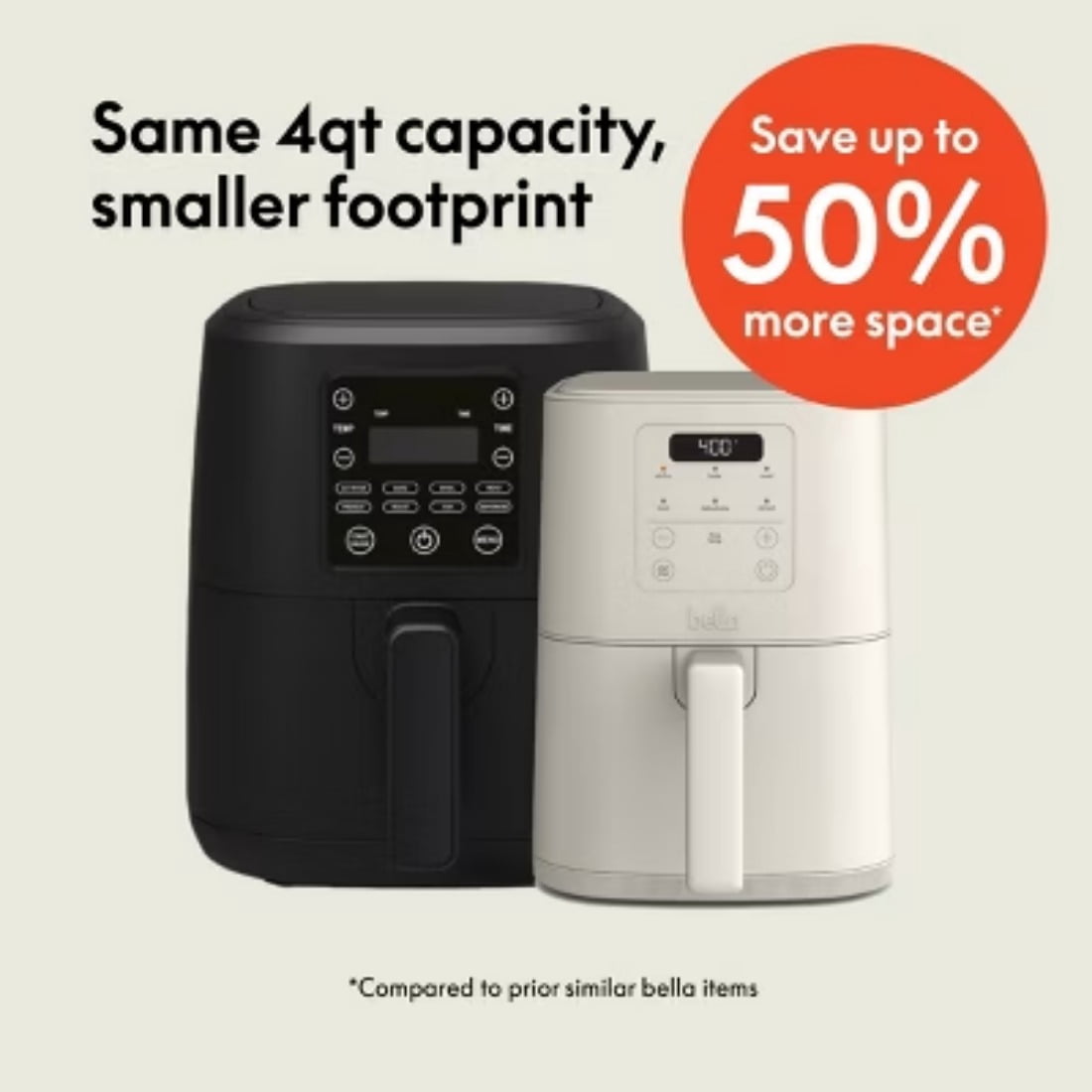 4qt Slim Air Fryer, 1300 Watts, 128 Ounces Capacity, 11.14x8.22x14.56 Inches, 7.27 Pounds