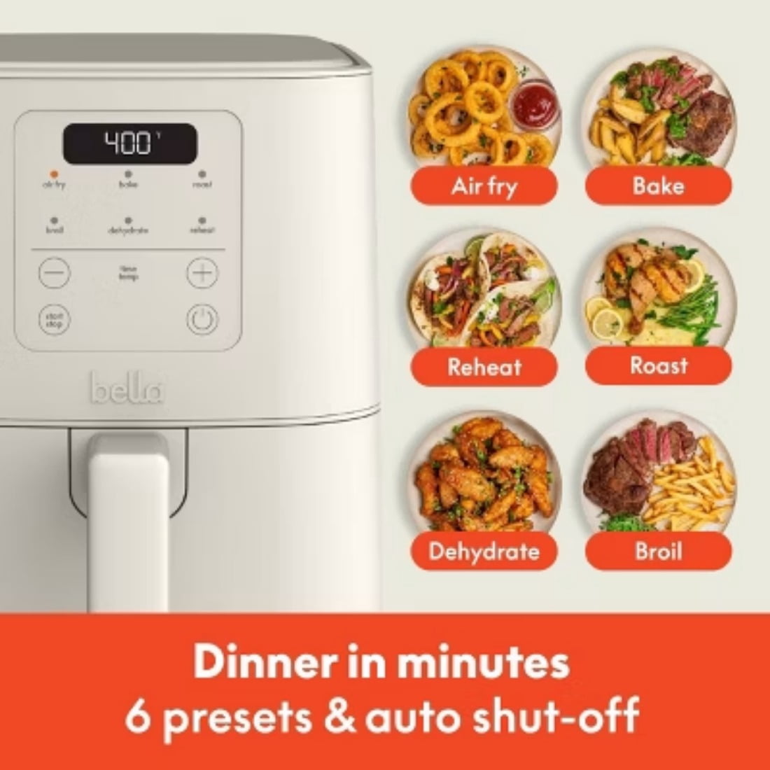 4qt Slim Air Fryer, 1300 Watts, 128 Ounces Capacity, 11.14x8.22x14.56 Inches, 7.27 Pounds