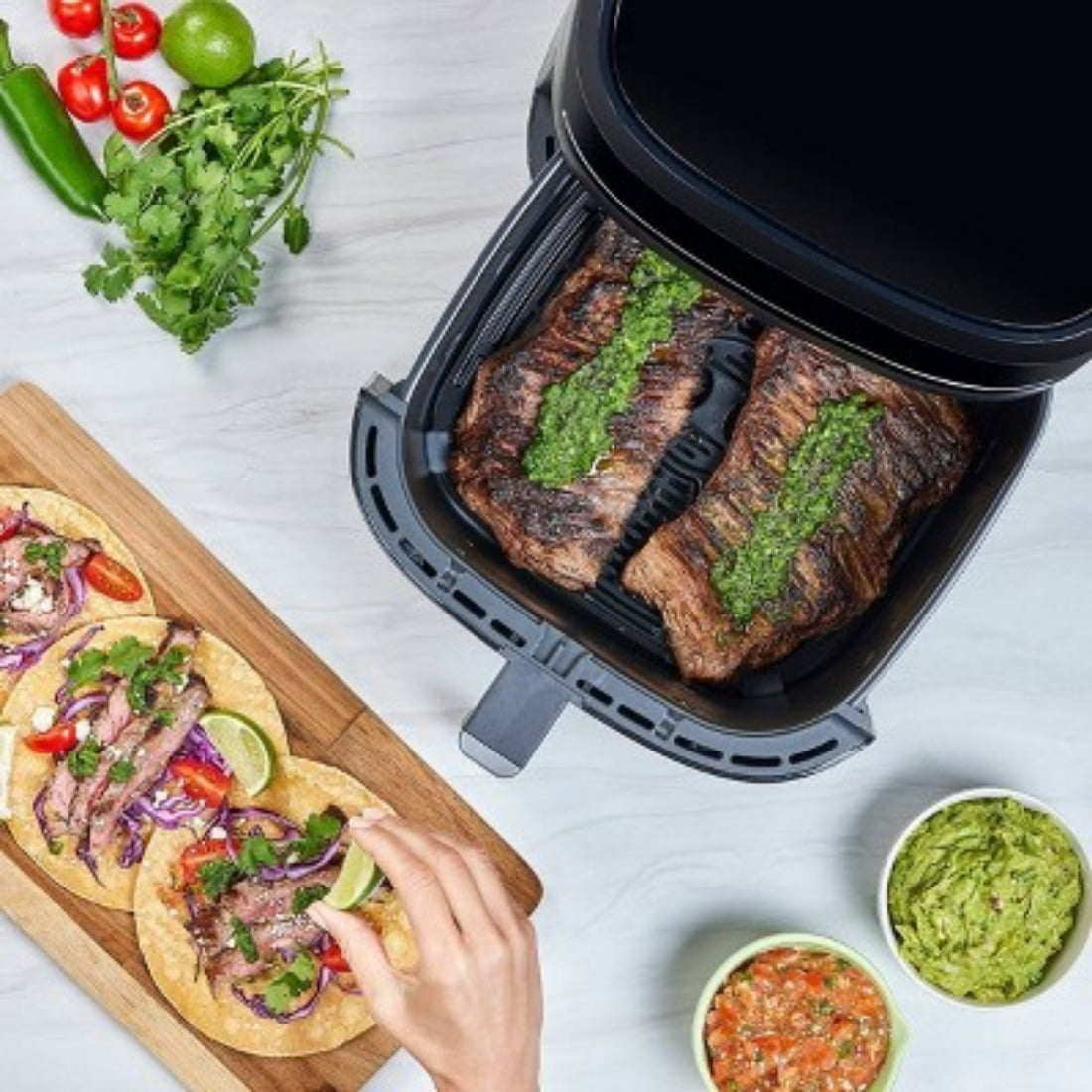 Pro Air Fryer Black, 8.4 QT, 1700W, 9 Presets, Up to 400°F