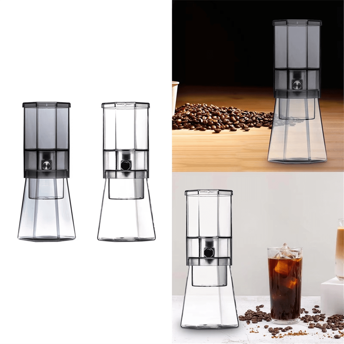 Portable Cold Brew Coffee Maker - Easy Clean, Ideal for Office, Camping &amp; Home Use, Protable &amp; Compact Design B,1 x Cold Brew Coffee Maker,Transparent