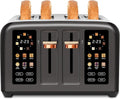 4 Slice Toaster Touch Screen Long Slot, Touch Screen for Dual Control, 7 Shade Settings,1.5'' Extra Wide Long Slots,1800W,Grey